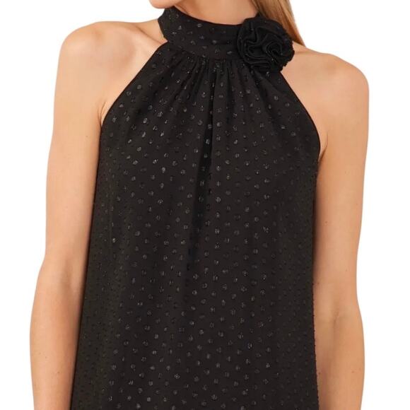 CeCe Women’s Sleeveless Rosette Halter Dress Black Size M - Picture 3 of 3